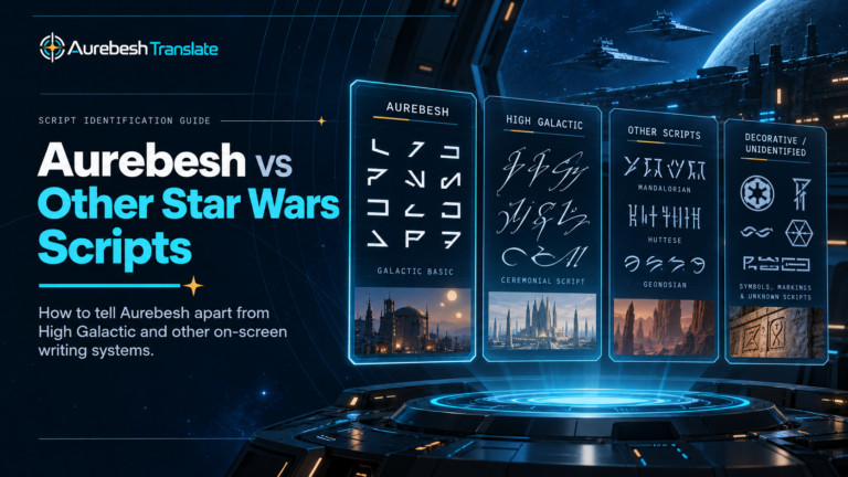 Feature image for Aurebesh vs. Other Star Wars Scripts: How to Tell the Writing Systems Apart